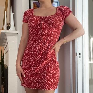 Red and White Floral Mini Dress Sz AUS 10